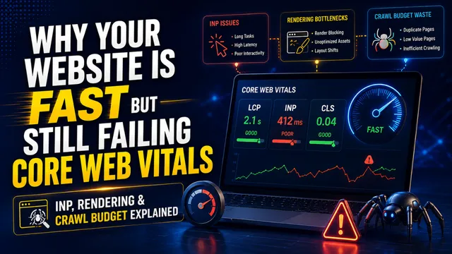 Why Your Website Is Fast but Still Failing Core Web Vitals — INP, Rendering & Crawl Budget Explained
