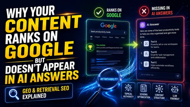 Why Your Content Ranks on Google but Doesn't Appear in AI Answers — GEO & Retrieval SEO Explained