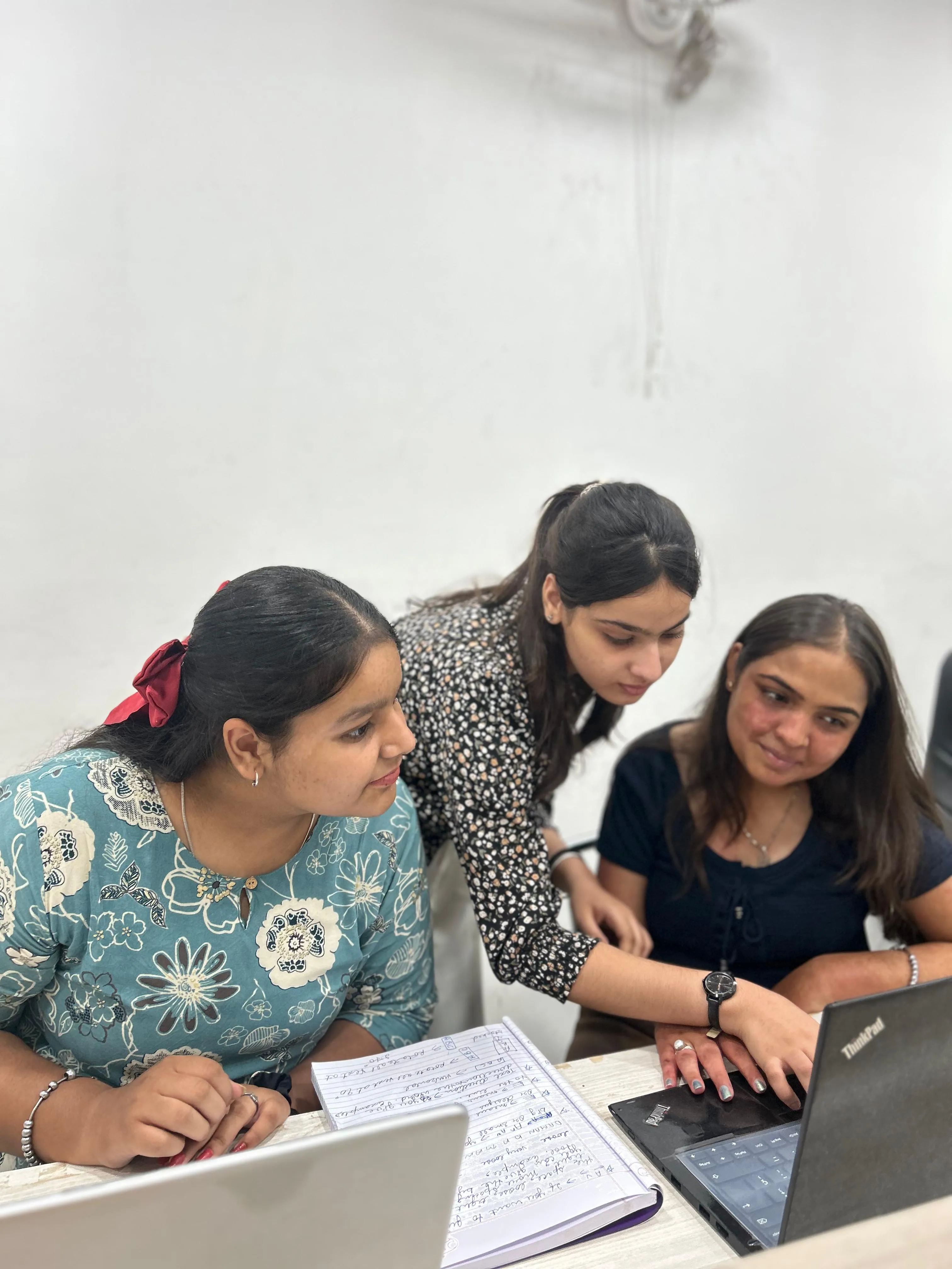 Students collaborating in a class